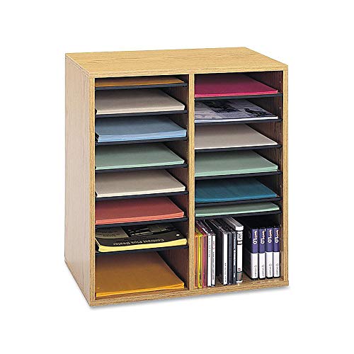 Safco Products Wood Adjustable Literature Organizer, 16 Compartment With Adjustable Shelves, Cds Storage, And Durable Laminate Finish, For Home Office, Classroom, And Craft Room #TOP7