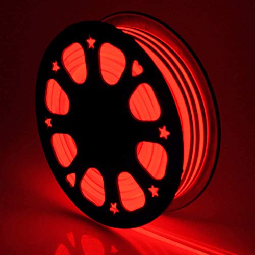 US Stock LED Rope Lights, Flat Flexible LED Light Strip Kit Waterproof Light 110V Indoor/Outdoor Use, Inter-Connectable Decorative Lighting for Kitchen Backyards Garden Patio Party Event (100FT, Red)