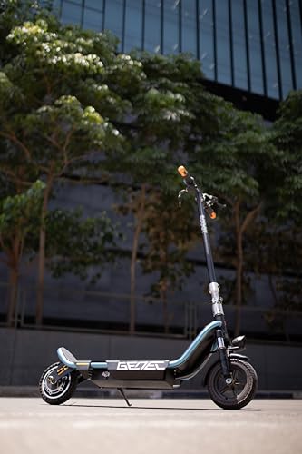 Image of GENEL Scoot Electric Scooter: Max Speed 25 Km /H, Range 30 Km, Fold and Carry Design, LED Lightweight, 125 Kg Capacity, Teal, Adult