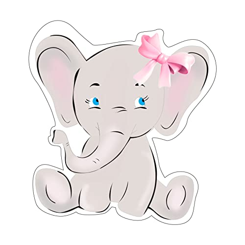 Image of Pretty UR Party Baby Elephant Theme Paper Cutouts for Birthday Parties, Dumbo Party Supplies decor, Birthday Party Decoration, Cut-Outs for Rooms, Boards - Pink Grey (10 pcs)