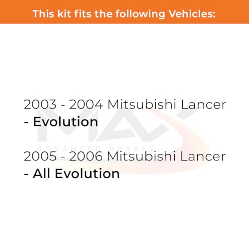 Image of Max Advanced Brakes Rear Brake Kit Compatible With 2003 2004 2005 2006 Mitsubishi Lancer All Evolution Replacement Geomet Coated OE Disc Brake Rotors and Ceramic Brake Pads