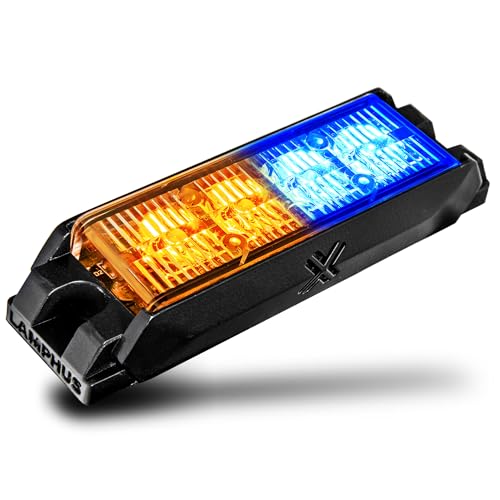 Image of LAMPHUS NanoFlare 4 inch 4W Amber Blue LED Surface Mount Police Grill Strobe Warning Lights [SAE Class 1] 12V Rectangle Grille Flashing Emergency Fire Light Head for Voluneteer Firefigher EMS