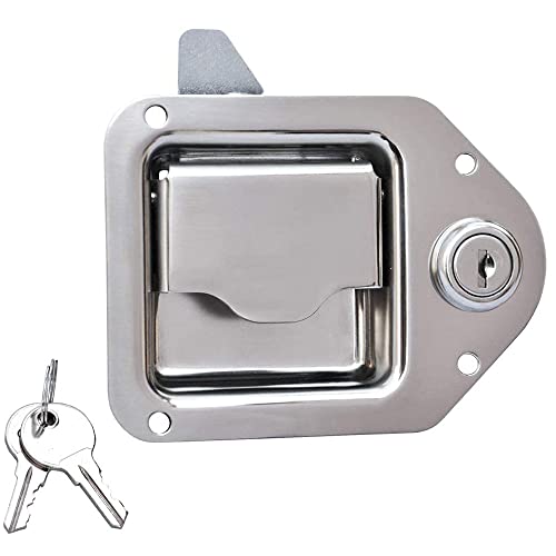 WANGCL Stainless Steel Truck Tool Box Latch Paddle Lock Replacement Handle Trailer Toolbox RV Handle Latch 4-3/8in x 3-1/4in collocation Two Keys