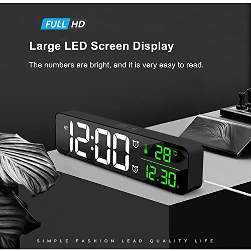 Abovsare 8810 Digital Large Display Alarm Clock For Living Room Office Bedroom Decor Led Electronic Date Temp Display Wall Electric Clocks Automatic Brightness Dimmer Smart Cool Modern Desk Accessories Black thumb #1