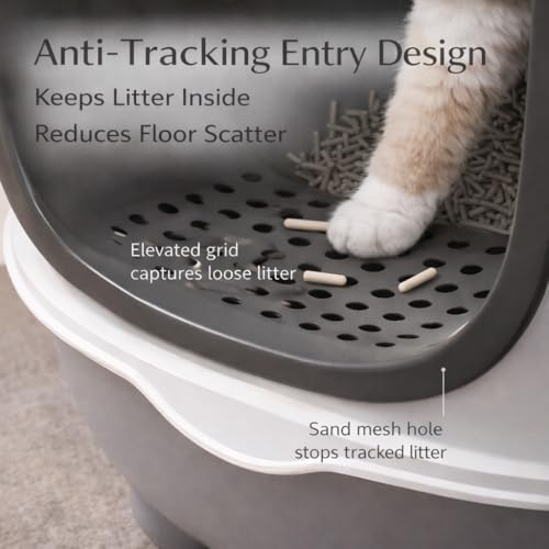 Arenero cerrado grande para gato con tapa y accesorios miniatura 3
