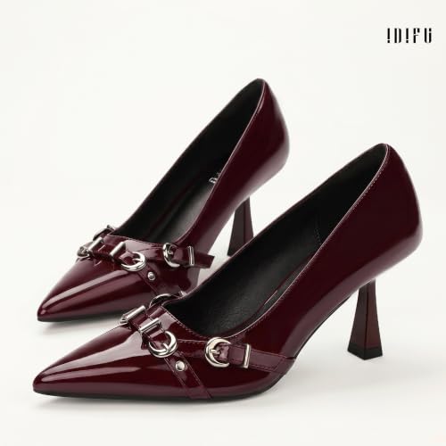 Image of IDIFU Kitten Heels Pumps Closed Pointed Toe Dress Shoes for Women