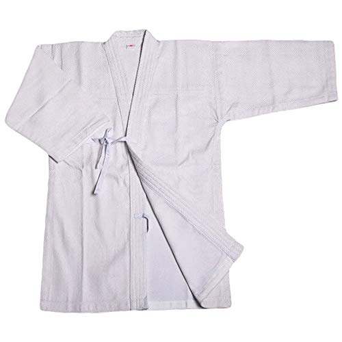 Rubruan Kampfsport Kendo Kenjutsu Oberbekleidung - Traditionelle Japanische Uniform Schwertkampf Kostüm Karate Ninja Aikido Training Keikogi Jacke für Männer Frauen (S, Weiß)