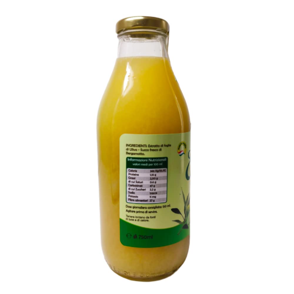 SUCCO DI BERGAMOTTO CON ESTRATTO DI FOGLIE DI ULIVO – BOTTIGLIA DA 750ML (CONFEZIONE DA 6) | GUSTO E BENESSERE IN OGNI SORSO