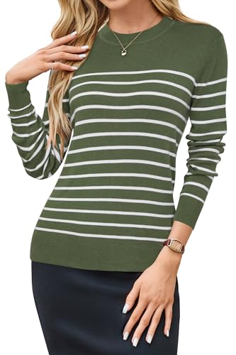 Image of Arach&Cloz Women's Wool Blend Classic Crew Neck Casual Fall Sweaters