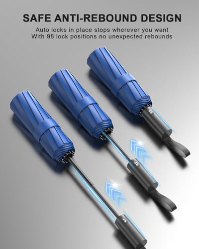 Image of ISABRELLA Big Umbrella for Women - 10-Rib Folding Umbrella with UV Protection, Black Coating, Wind & Rain Resistant, Safe Close Design, Durable, Lightweight, and Compact for Travel