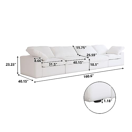 Image of JACH 4-Seater Modular Sectional Couches, Modern Convertible Sofas, Cloud Couch, Cushion Covers Removable, Comfy Sectional Sofa for Living Room Bedroom Apartment (White)