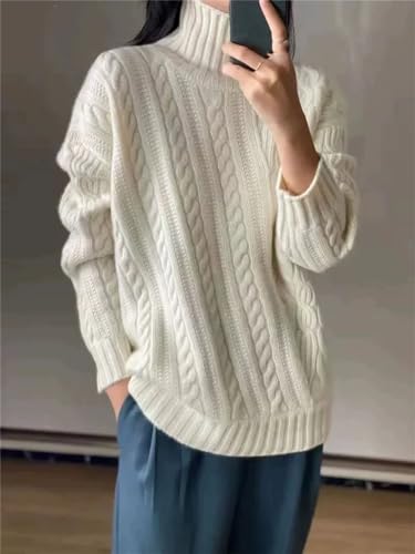 Ownwfeat Women's Long Sleeve Turtleneck Cashmere Sweater Wool Knit Sweater2