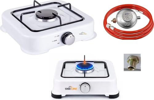 Réchaud à Gaz Camping 3 Feux SMH LINE 5.4kW - Avec Tuyau Et Régulateur - Plaque Cuisson Extérieur Portable