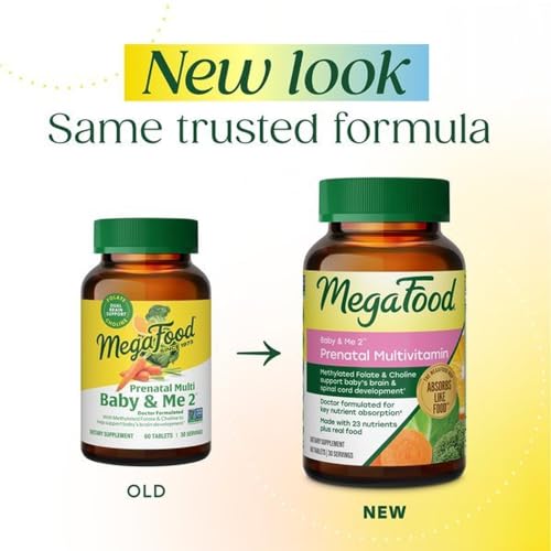 MegaFood Baby & Me 2 Prenatal Vitamins, Doctor Formulated, 60 Tablets - image 2
