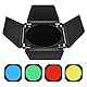 Godox BD-04 Barn Door Metall Scheunentür und Wabengitter und 4 farbige Gelfilter,kompatibel mit Standard-Reflektoren Bowens Mount Kompatibel GODOX LED NEEWER Amaran Aputure LED Video Light