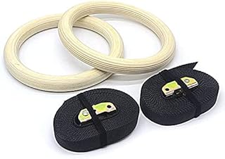 EVERGD 32mm Wooden Gymnastic Rings Adjustable Rings Hoops with Buckle Straps For Crossfit Strength Home Workout Muscle Training Pull Ups