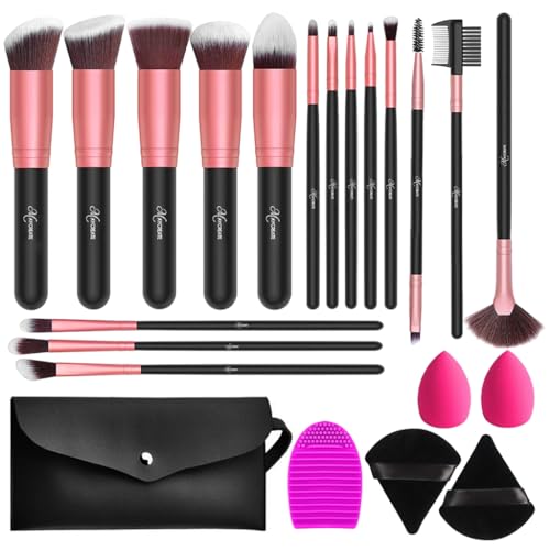 MAYCREATE® Makeup Brush Set 22pcs Premium Synthetic for Foundation Powder/Concealers/Eye shadows/Blusher/Highlighter/Contour/Nose Contour/Shading/Lipstick Makeup Brushes for Beginners(Rose Gold)