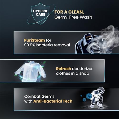 Image of Haier 7 Kg 5 Star Powered by AI-DBT with PuriSteam, 525mm Super Drum Fully Automatic Front Load Washing Machine (HW70-IM12929BK, Inverter Motor with In-Built Heater, Black)