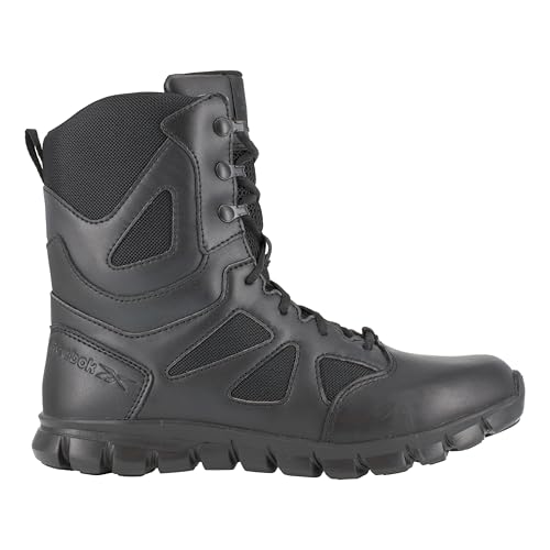 Reebok Men's Rb8806 Sublite Cushion Soft Toe 8" Tactical Waterproof Boot with Side Zipper Black Military2