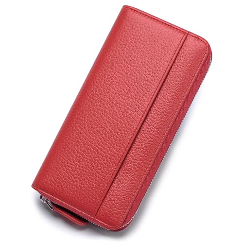 Image of RFID Blocking Womens Zipper Wallet Leather Large Capacity Billfold Clutch Zip Around Wallets for Women