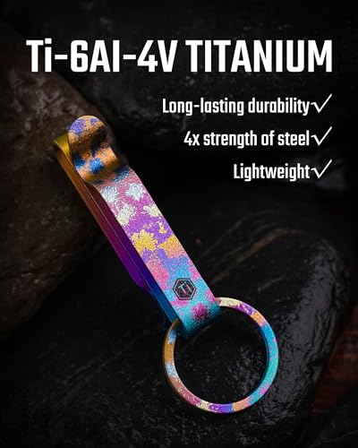 Image of KeyUnity KM00 Titanium Belt Loop Keychain Clip Double Side Quick Release Key Holder with Detachable Key Ring