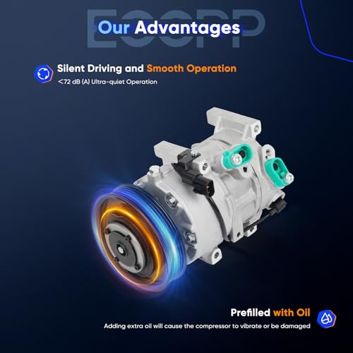 Image of ECCPP AC Compressor with Clutch for Hyundai Tucson 1.6L 2017-2018 | Fast Cooling AC Compressor
