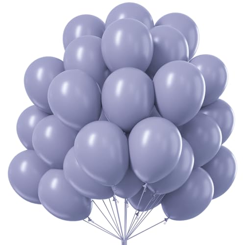 Image of PartyWoo Dusty Blue Balloons 101pcs 12 Inch Boho Dusty Purple Muted Lavender Latex Balloons for Boy Baby Shower Anniversary Bachelorette Graduation Engagement Birthday Party Decorations Blue-F16