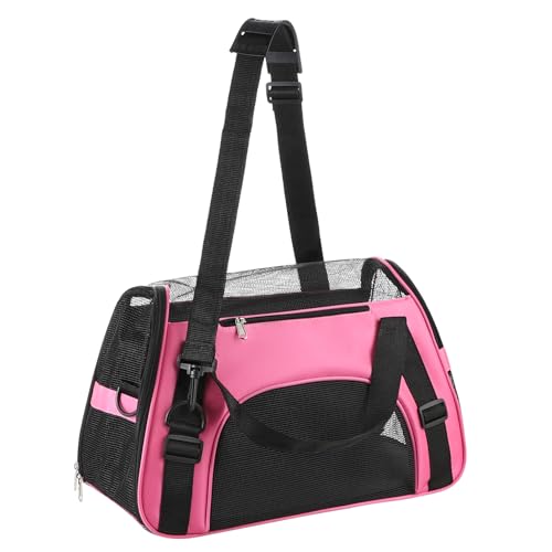 Hundetasche Netzgewebe Atmungsaktiv Katzentransportbox Faltbar Hundetragetasche Waschbar Matte Kleintiertasche Einstellbar Schultergurt Katzentasche Abnehmbar Transporttasche Hunde Katzen Welpen