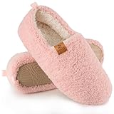 BeKingStar Women Cozy Faux Curly Fur House Memory foam Slippers Ladies Fuzzy Closed Back Indoor Bedroom Shoes Pink, 7-8 US