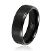 Men's Wedding Bands, Will Queen Black Matte Tungsten Rings with Step Edges, Anniversary Rings for Men