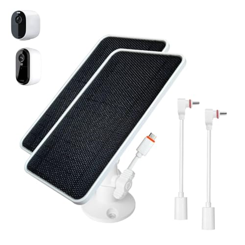Image of JJMASEE Solar Panel Charger for Arlo Essential/XL Spotlight Cam and Essential 2K/2K XL (2nd Gen), with 13FT Weatherproof Long Cable and 360° Adjustable Aluminium Alloy Mount(2 Pack)