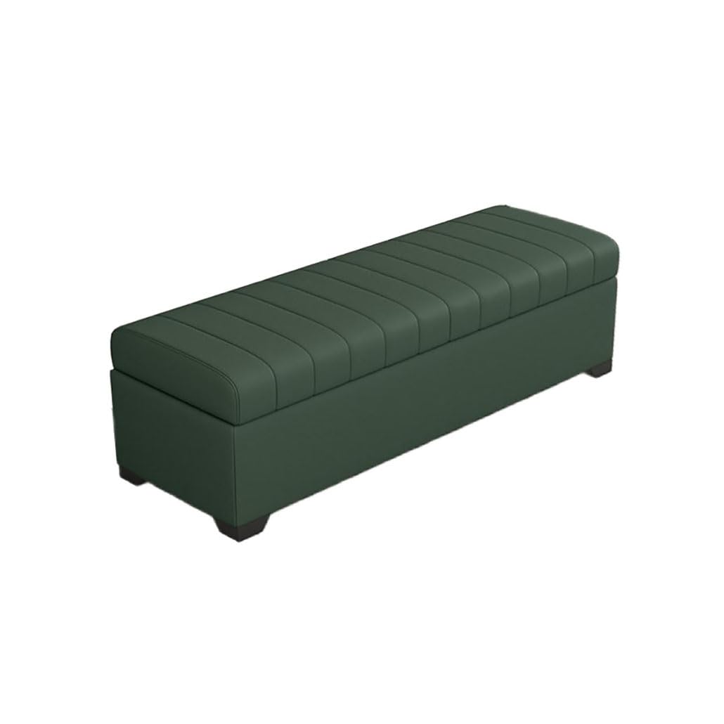 SXZenSpace Storage Benches End Of Bed Bench Large Upholstered Ottoman With Shoe Cabinet For Bedroom Entryway Closet(Green,110x40x40cm)