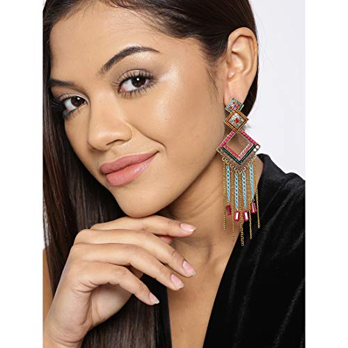 Geometric Crystal Drop Earrings Plushy Chain
