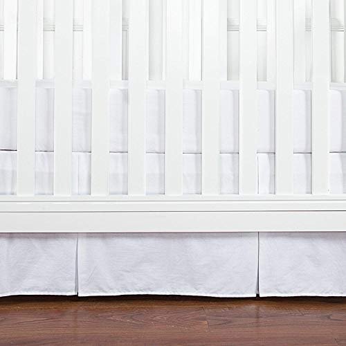 Image of TILLYOU Crib Bed Skirt White Pleated for Baby Boys Girls, 100% Natural Soft Dust Ruffle, Standard Nursery Bedding Toddler Bedskirt Solid, 14" Drop
