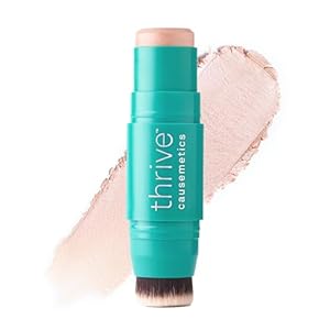 Thrive Causemetics Triple Threat Color Stick: Cream Highlighter Stick with Vitamin E, Evening Primrose Oil, Waterproof Smudge Proof Face Makeup Formula, Joy (Gold Shimmer)