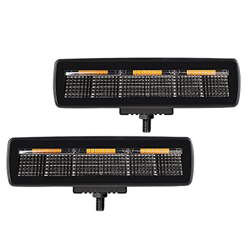 Go Rhino Xplor Lighting: Blackout Combo Series Sixline Flood Light (Pair) | Surface Mount (Threaded Stud Mount) Aluminum, Black | 750600622FBS