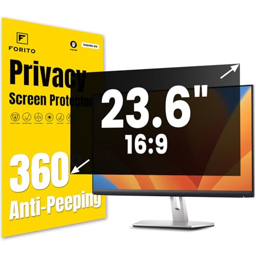 F FORITO 23.6 Inch 16:9 360°Privacy Screen Protector for Computer Monitor, Removable Eye Protection Anti Blue Light Anti Glare Computer Screen Privacy Shield for 23.6" Widescreen Monitors