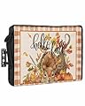 DecorLovee Outdoor TV Cover 80 to 85 Inches Weatherproof & Waterproof, Hello Fall Thanksgiving Outdoor TV Enclosure with Remote Control Pocket, Squirrel Pumpkins Orange Plaid TV Screen Protectors