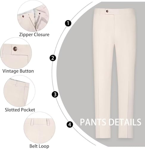 Linen Suits for Men 2 Piece Slim Fit Casual Beach Wedding Summer Grooms Groomsmen Linen Blazer Pants Suit4