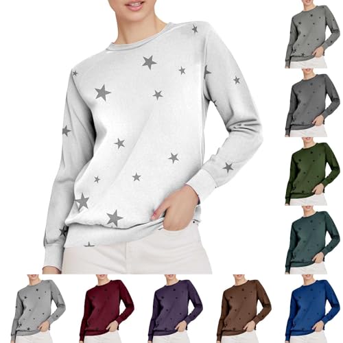 Image of Generisch Long Sleeve Women's Cotton Print Sweatshirt Women's Without Hood, White, 4XL