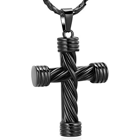 Imrsanl Cremation Jewelry for Ashes Cross Urn Necklace Pendant Keepsake Religious Cross Memorial Ash Jewelry (Black) Cover