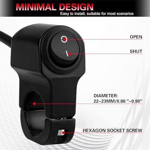 SOLLON 12V Motorradschalter Lenker 22mm Motorrad Schalter ON-OFF-Taste Schalter für Scheinwerfer Nebelscheinwerfer Bremse Lenkerschalter (Schwarz)