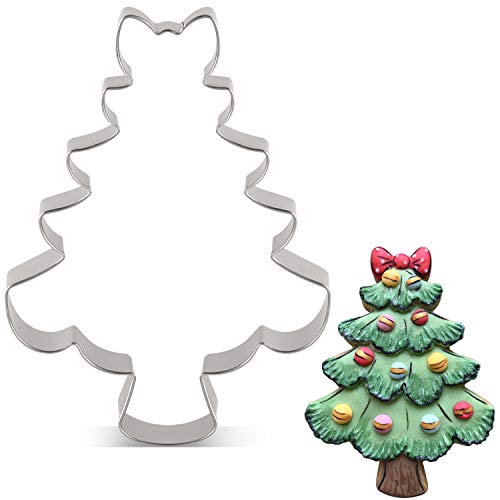 LILIAO Christmas Tree with Bow Cookie Cutter - 34 x 45 inches - Stainless Steel