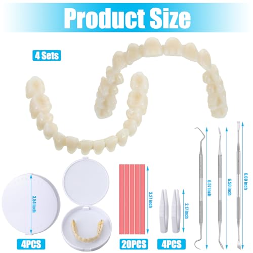 TrelaCo 35 Pcs Dentures DIY Repair Kit Fake Teeth Make Your Own Dentures Kit with Dental Tools Repair Missing Teeth Easy and Convenient Customizable Denture Solution for Improve Smile