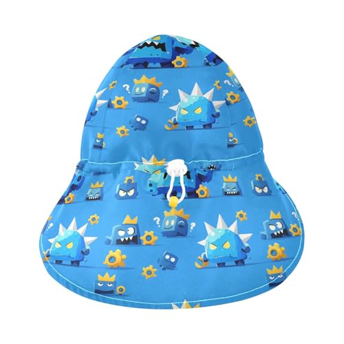 Kids Sun Hat Boy Hat Baby Girls' Sun Protection Large Brim Traveling Camping Hat Blue Cute Monster Cartoon3