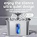 Veken Innovation Award Winner Stainless Steel Cat Water Fountain, 108oz/3.2L Automatic Pet Fountain Dog Water Dispenser with 3 Replacement Filters & Silicone Mat, Gifts for Cats, Dogs (Silver)