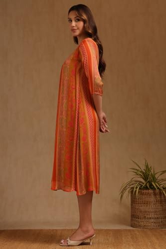 Robe longue Chinon en tissu fluide orange Soch taille L - 2