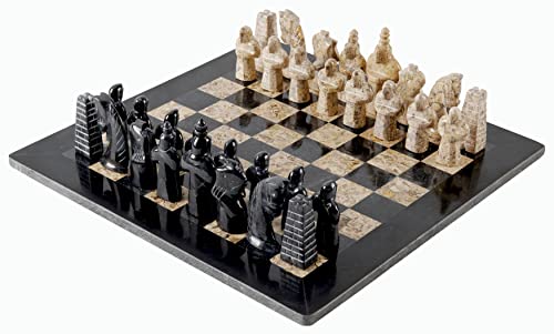 Radicaln 15 Inches Large Handmade Original Marble Black And Coral Antique Full Chess Game Set - Tournament Chess Sets - Two Players Staunton Table Chess Board Game Set For Adults #TOP11
