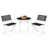 Giantex Bistro Table Set, 3 Piece Patio Bistro Set, Outdoor Folding Table and Chairs, Foldable Patio...