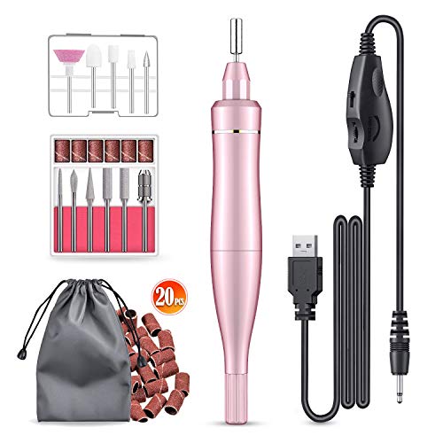 Electric Nail Drill, Portable Efile Nail Drill Kit for Acrylic, Gel Nails,20000RPM Manicure Pedicure Polishing Shape Nail File Machine for Beginners and Professionals (Sakura Pink)